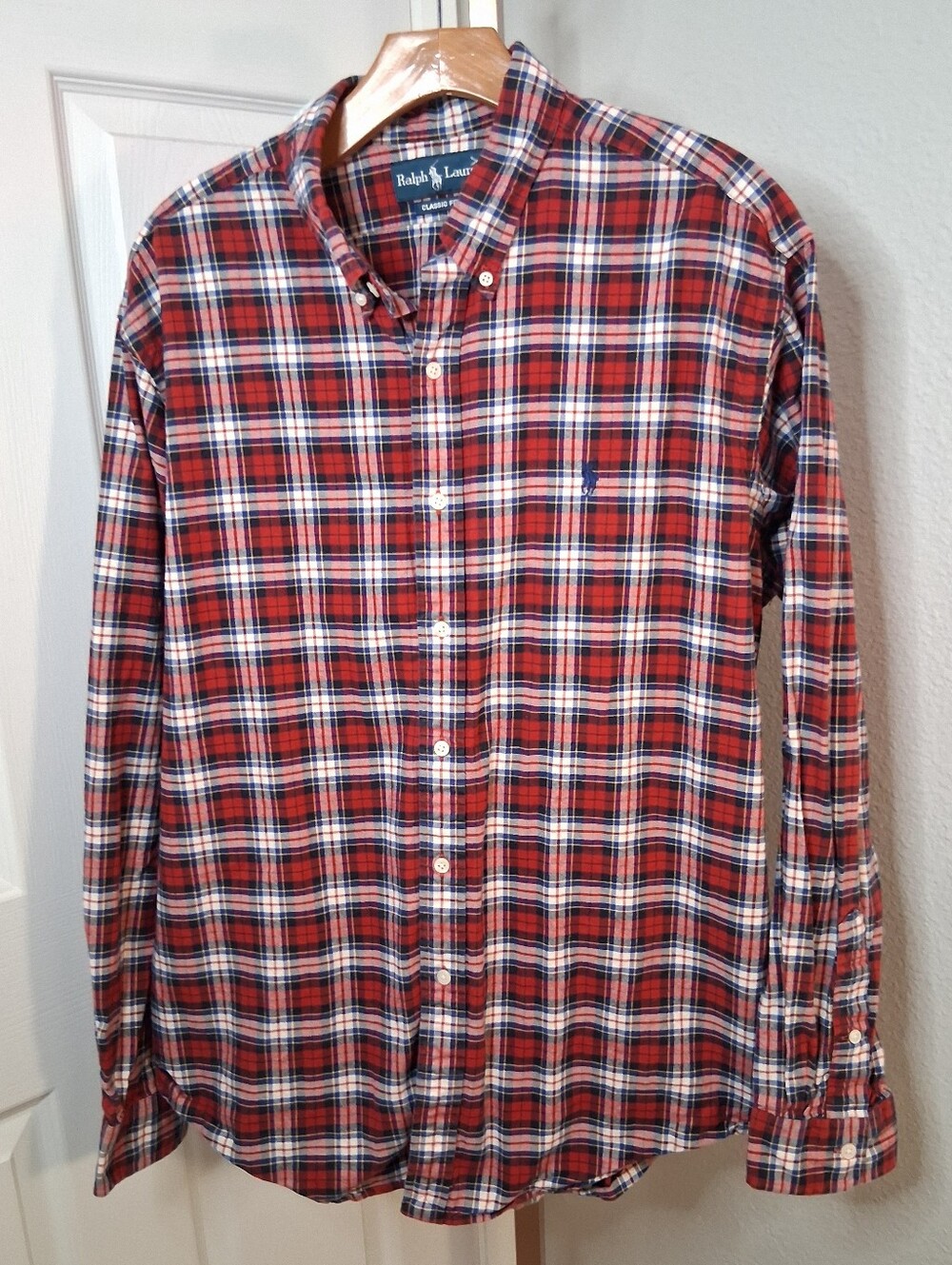 Ralph Lauren Red And Blue Plaid Long Sleeve Button Down Shirt XL
